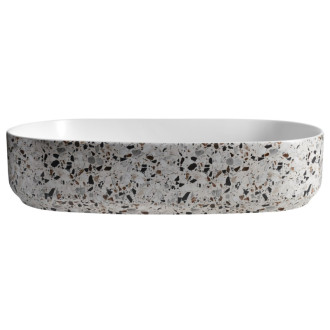INFINITY OVAL keramické umývadlo na dosku, 55x36cm, terrazzo