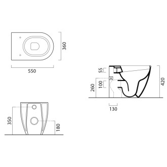 PURA WC misa stojaca, Swirlflush, 36x55cm, spodný/zadný odpad, biela dual-mat
