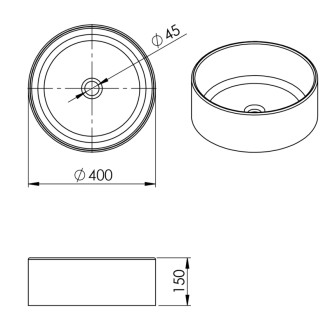 Keramické umývadlo na dosku, priemer 40cm, biela