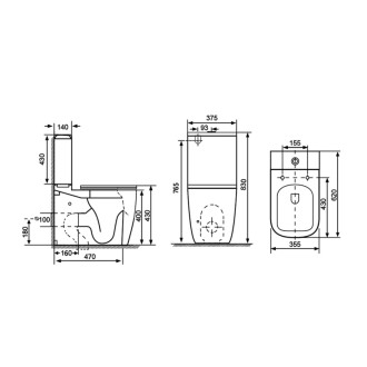 IMALA WC kombi, Vortex Rimless, spodný/zadný odpad, biela