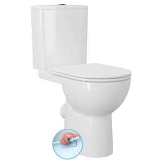 SANIVEX WC kombi, zvýšený sedák, Rimless, spodný/zadný odpad, biela