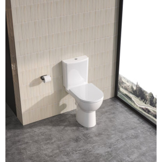 SANIVEX WC kombi, zvýšený sedák, Rimless, spodný/zadný odpad, biela