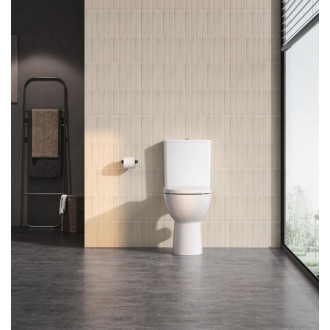 SANIVEX WC kombi, zvýšený sedák, Rimless, spodný/zadný odpad, biela