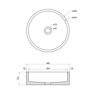 ISPIR betónové umývadlo vrátane výpuste, 40cm, čierny granit
