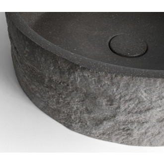 ISPIR betónové umývadlo vrátane výpuste, 40cm, čierny granit