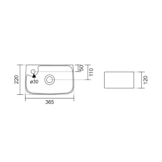 BELLE keramické umývadlo 36x22cm, biela