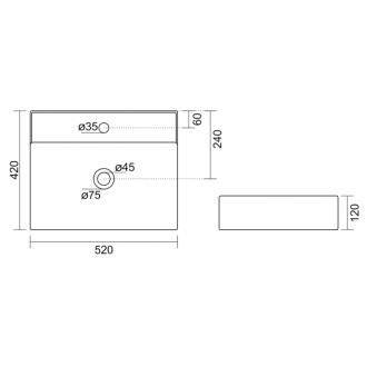 CALLIS keramické umývadlo na dosku 52x42cm, biela