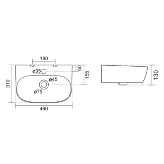 FLANNY keramické umývadlo 46x31cm, biela