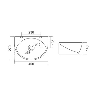 LIZA keramické umývadlo 40x27cm, biela