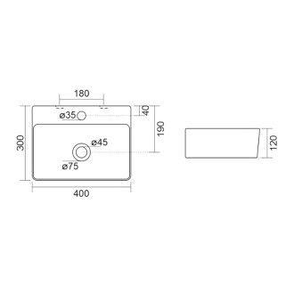 MERCY keramické umývadlo 40x30cm, biela