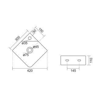 NEXA keramické umývadlo rohové 30x30cm, biela