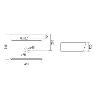 REEMA keramické umývadlo 45x35cm, biela