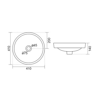 ROLA keramické umývadlo zápustné, priemer 41cm, biela
