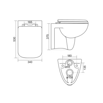 SPAZIA závesná WC misa 34x53cm, biela