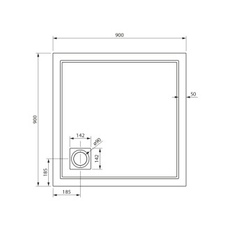 XENA sprchová vanička z liateho mramoru, štvorec 90x90cm, biela