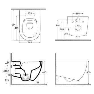 INFINITY závesná WC misa, Rimless, 36,5x53cm, ivory