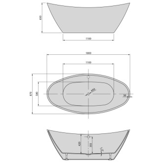 AVILA voľne stojaca vaňa 180x87x65cm, biela