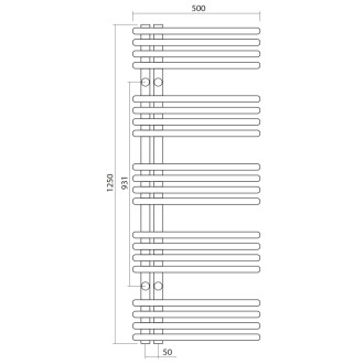 NYMPHA vykurovacie teleso 500x1250mm, čierna mat
