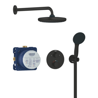 Sprchový systém Grohe Precision Thermostat vrátane podomietkového telesa čierna matná 348832430