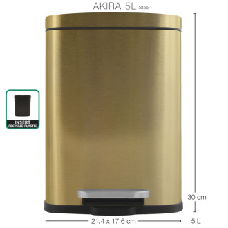 Spirella pedálový odpadkový kôš AKIRA kefovaná nerez oceľ zlatá 5 L 10.21232