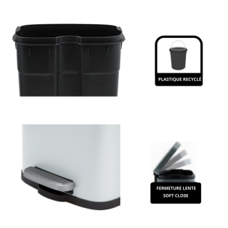 Spirella pedálový odpadkový kôš AKIRA matná biela oceľ 5 L 10.19835