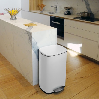 Spirella pedálový odpadkový kôš AKIRA matná biela oceľ soft-close 30 L 10.21567