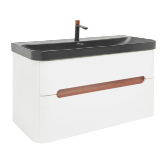 Kúpeľňová skrinka s umývadlom a batériou SAT Fusion 97,5x53x45 cm biela matná mat SATFUSION2100WBKMBA