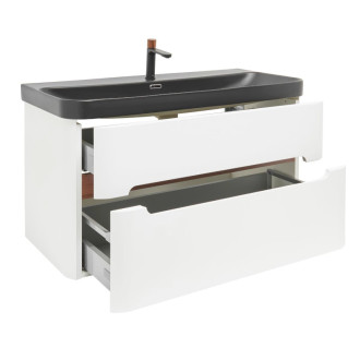 Kúpeľňová skrinka s umývadlom a batériou SAT Fusion 97,5x53x45 cm biela matná mat SATFUSION2100WBKMBA