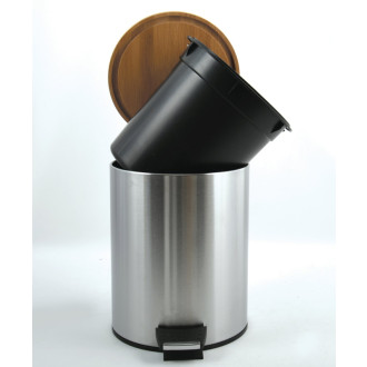 Spirella pedálový odpadkový kôš ADONIS kartáčovaná oceľ bambusové veko 3 L 10.00007