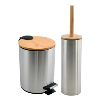 Spirella pedálový odpadkový kôš ADONIS kartáčovaná oceľ bambusové veko 5 L 10.00008