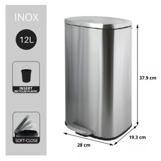 Spirella pedálový odpadkový kôš AKIRA kefovaná nerez oceľ soft-close 12 L 10.21564