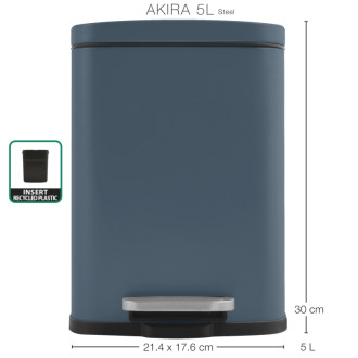 Spirella pedálový odpadkový kôš AKIRA matná petrolejová oceľ 5 L 10.20815