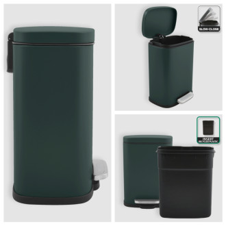 Spirella pedálový odpadkový kôš AKIRA matná tmavo zelená oceľ 5 L 10.20816