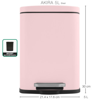Spirella pedálový odpadkový kôš AKIRA matná ružová oceľ 5 L 10.20817