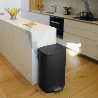 Spirella pedálový odpadkový kôš AKIRA matná čierna oceľ soft-close 30 L 10.21568