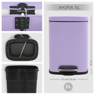 Spirella pedálový odpadkový kôš AKIRA matná fialová oceľ 5 L 10.22615