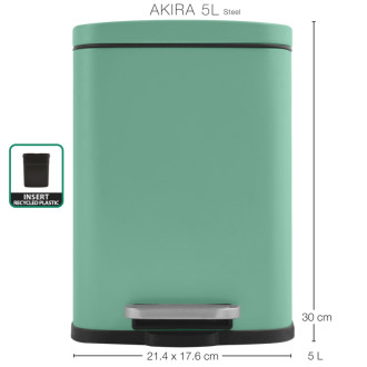 Spirella pedálový odpadkový kôš AKIRA matná zelená oceľ 5 L 10.19838