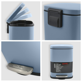 Spirella pedálový odpadkový kôš AKIRA matná hmlovo modrá oceľ 5 L 10.20352