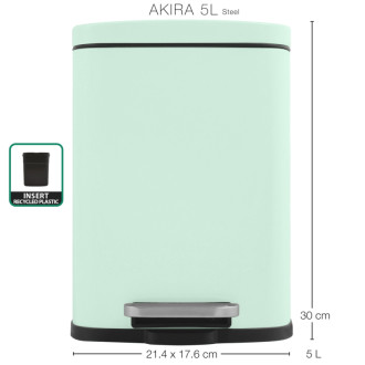 Spirella pedálový odpadkový kôš AKIRA matná ľadovo zelená oceľ 5 L 10.20813
