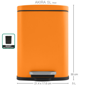 Spirella pedálový odpadkový kôš AKIRA matná oranžová oceľ 5 L 10.20819