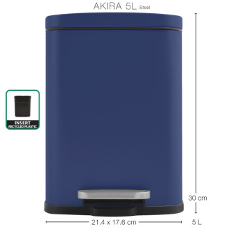 Spirella pedálový odpadkový kôš AKIRA matná modrá oceľ 5 L 10.20821