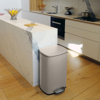 Spirella pedálový odpadkový kôš AKIRA matná šedo-hnedá oceľ soft-close 30 L 10.21566