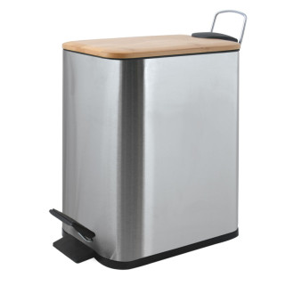 Spirella pedálový odpadkový kôš ERIK kefovaná nerez oceľ bambusové veko 5 L 10.22582