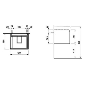 Kúpeľňová skrinka pod umývadlo Laufen Pro S 52x45x39 cm biela lesk H4833510964751