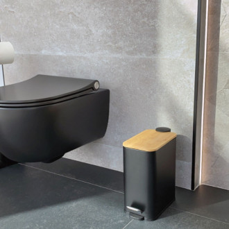 Spirella pedálový odpadkový kôš ERIK matná čierna oceľ bambusové veko 5 L 10.22585