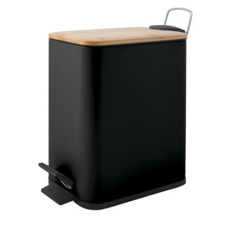 Spirella pedálový odpadkový kôš ERIK matná čierna oceľ bambusové veko 5 L 10.22585