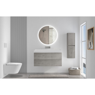 CERANO - Kúpeľňová skrinka Carole - betónovo šedá + umývadlo z lit. mramoru Vita - biela matná - 100x58x46 cm