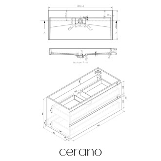 CERANO - Kúpeľňová skrinka Carole - betónovo šedá + umývadlo z lit. mramoru Vita - biela matná - 100x58x46 cm