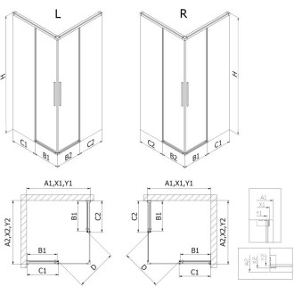 Mexen Rox Duo posuvný sprchovací kút 90 x 90 cm, priehľadný, kartáčovaný nikel - 8C2D-090-090-97-00