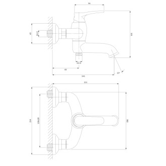 Omnires ART DECO vaňová batéria so sprchovacím setom, chróm lesk AD5131CR